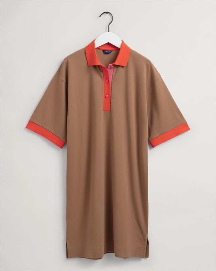 Gant Apparel Womens BLOCK SS POLO DRESS 210/ROASTED WALNUT