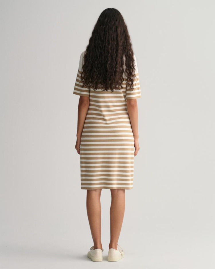 Gant Apparel Womens STRIPED SS T-SHIRT DRESS 248/DARK KHAKI