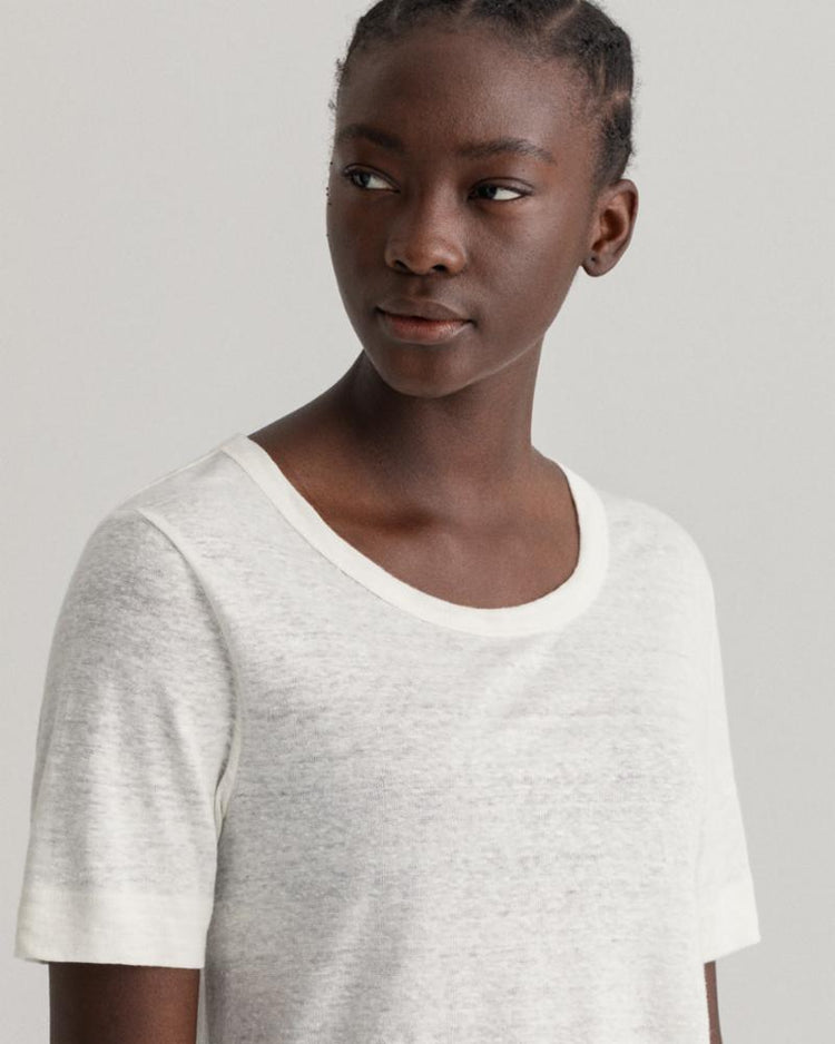 Gant Apparel Womens LINEN SS T-SHIRT 113/EGGSHELL
