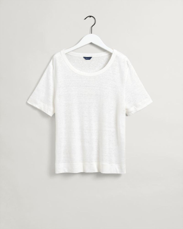 Gant Apparel Womens LINEN SS T-SHIRT 113/EGGSHELL