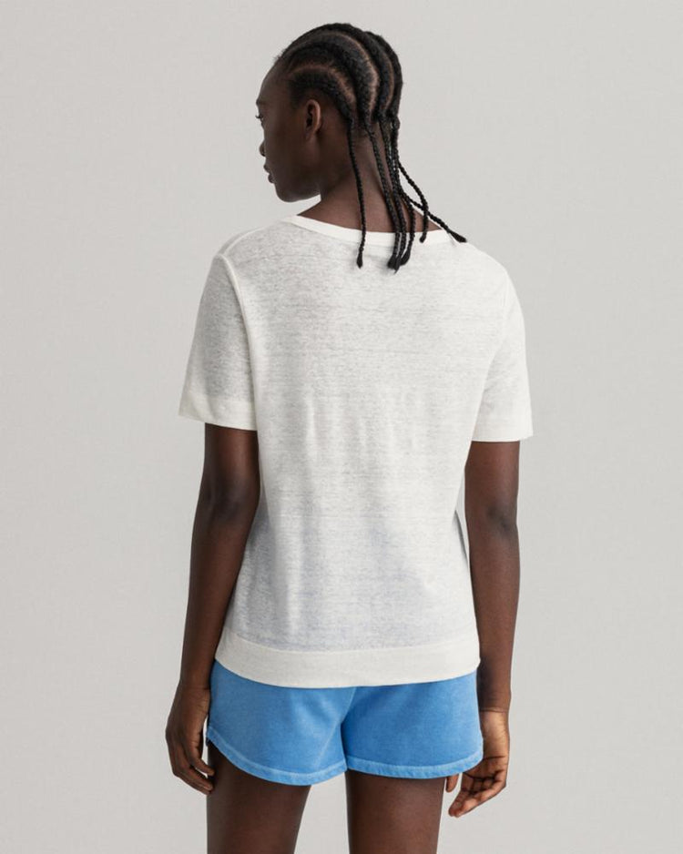 Gant Apparel Womens LINEN SS T-SHIRT 113/EGGSHELL