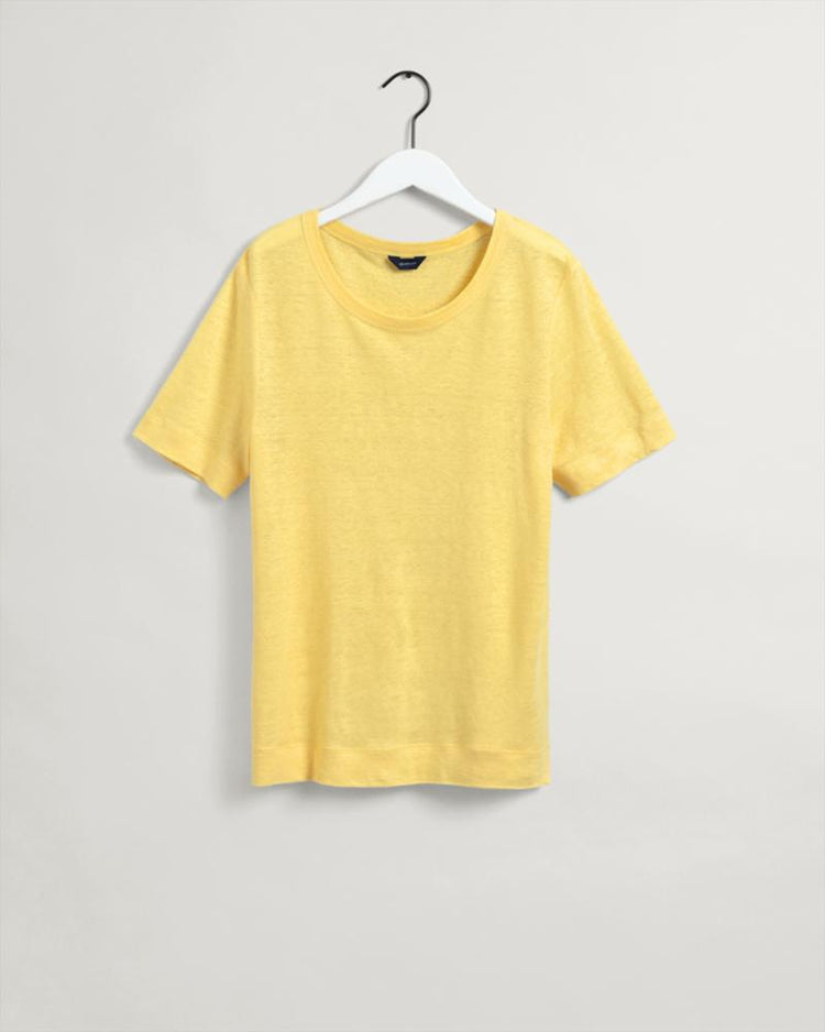 Gant Apparel Womens LINEN SS T-SHIRT 714/BANANA YELLOW