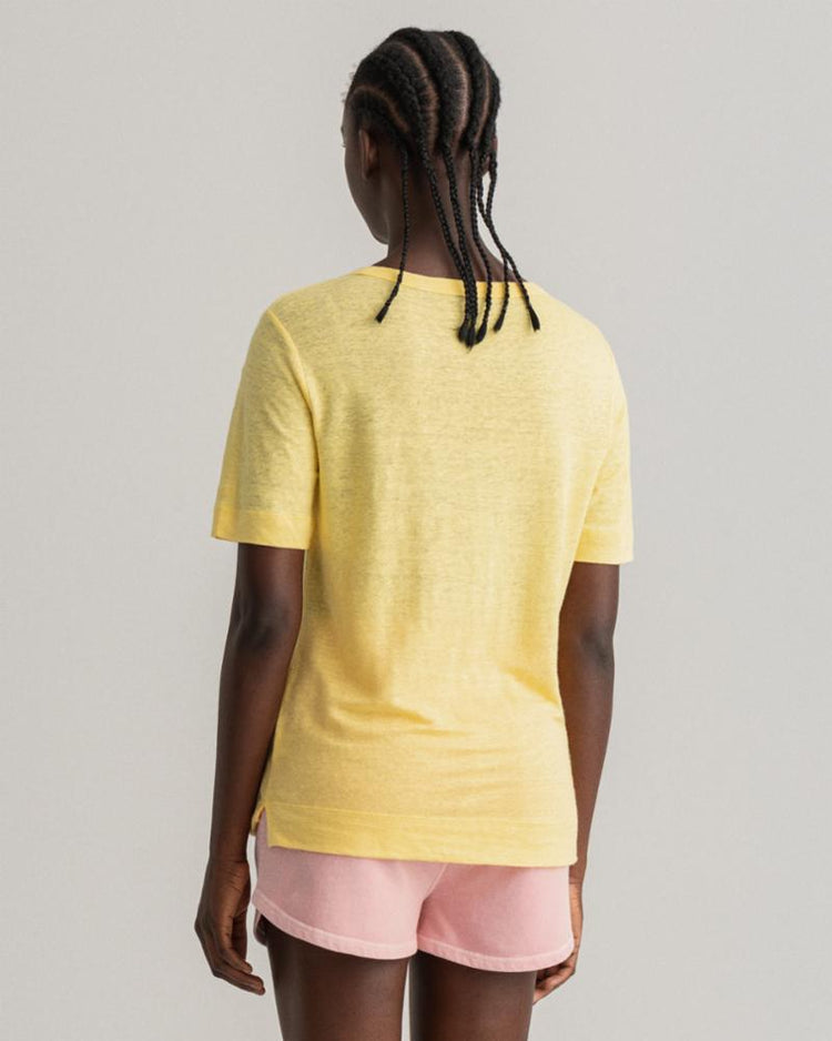 Gant Apparel Womens LINEN SS T-SHIRT 714/BANANA YELLOW