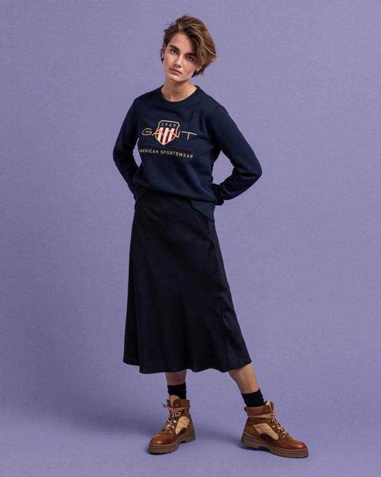 Gant Apparel Womens ARCHIVE SHIELD C-NECK SWEAT 433/EVENING BLUE