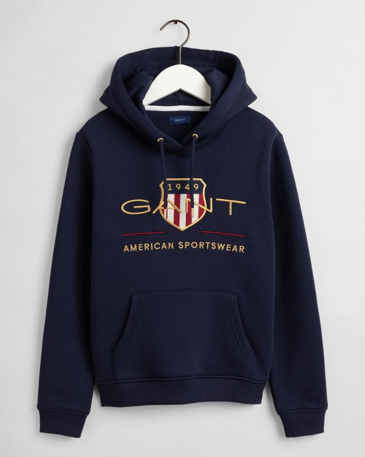Gant Apparel Womens ARCHIVE SHIELD SWEAT HOODIE 433/EVENING BLUE