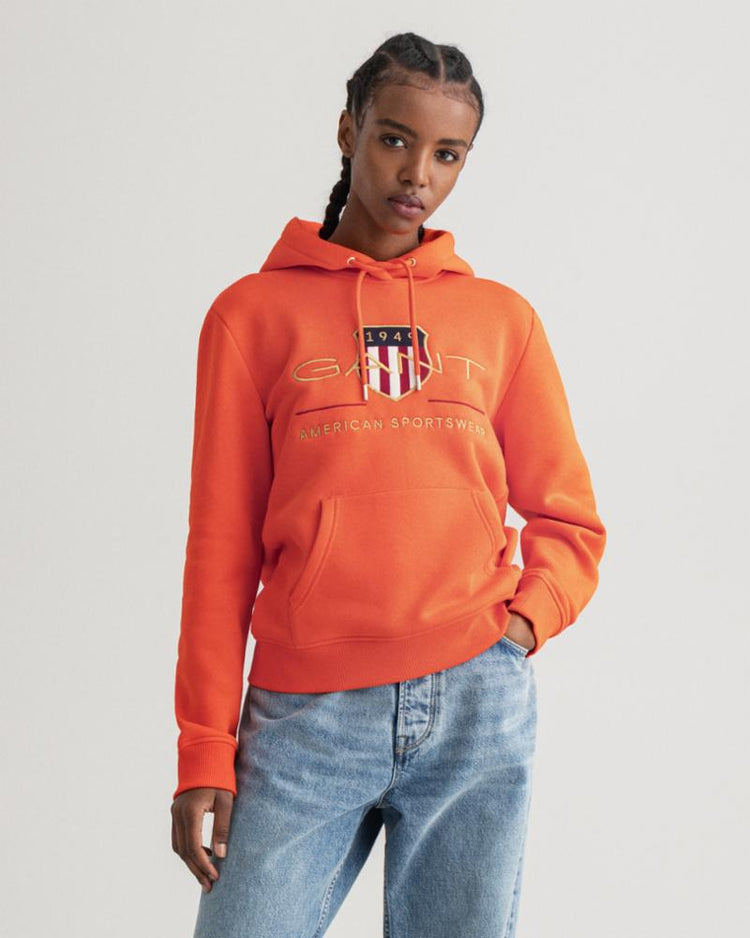 Gant Apparel Womens ARCHIVE SHIELD SWEAT HOODIE 821/SPICY ORANGE