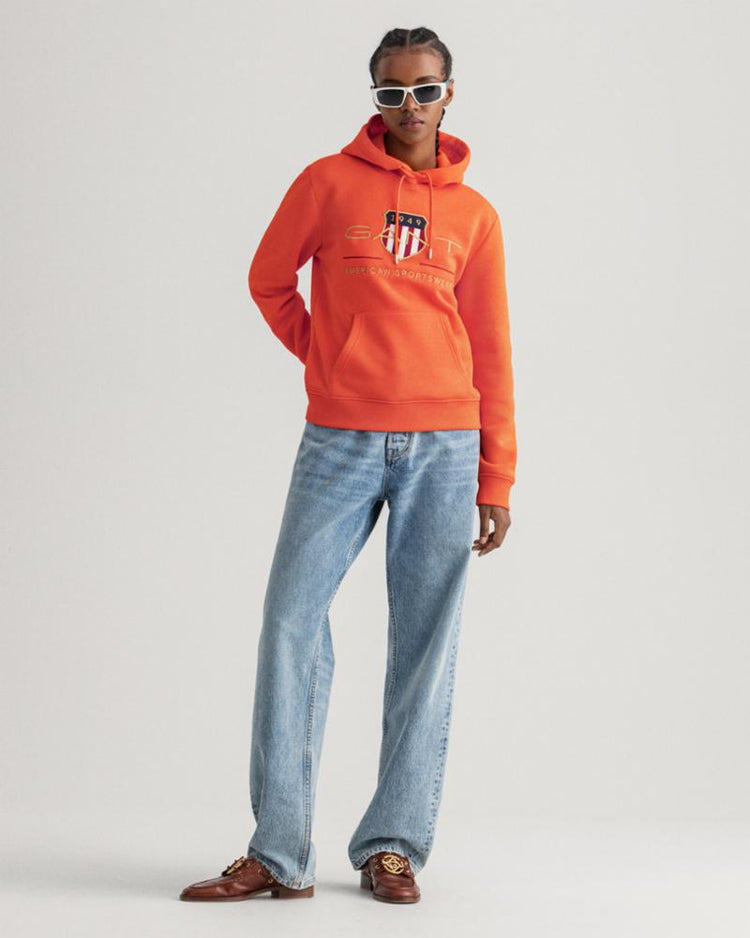 Gant Apparel Womens ARCHIVE SHIELD SWEAT HOODIE 821/SPICY ORANGE