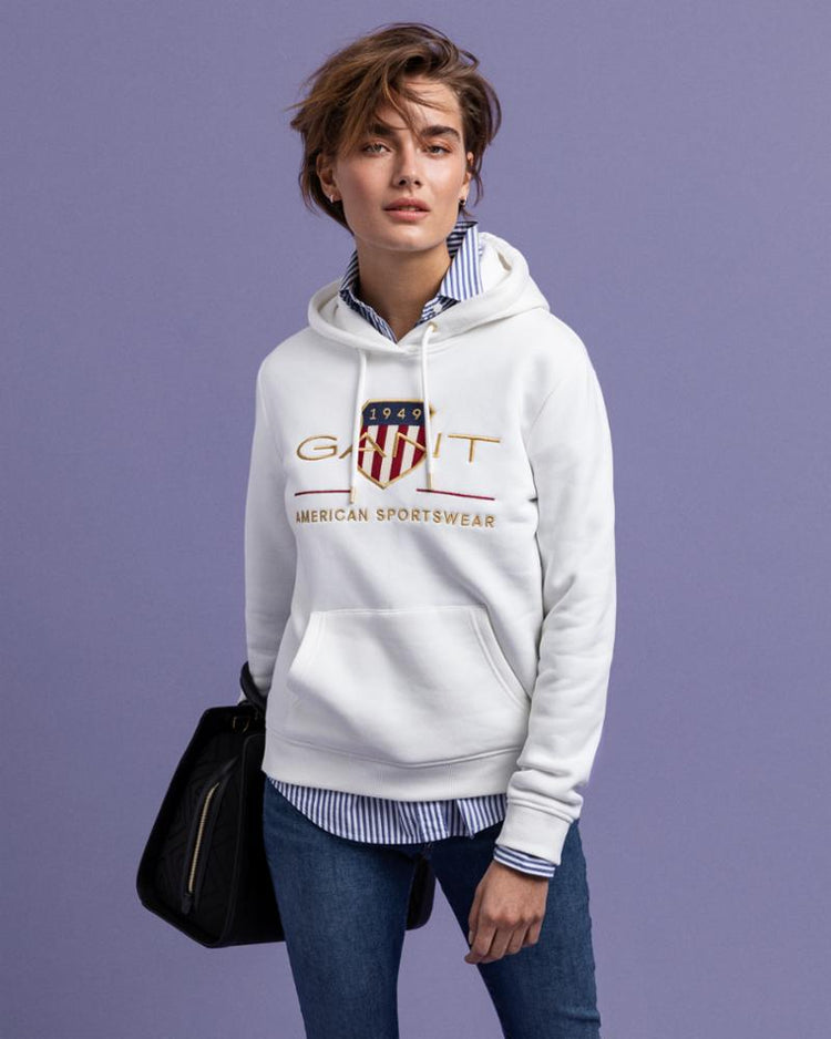 Gant Apparel Womens ARCHIVE SHIELD SWEAT HOODIE 113/EGGSHELL