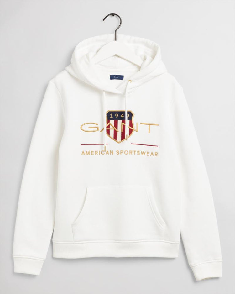 Gant Apparel Womens ARCHIVE SHIELD SWEAT HOODIE 113/EGGSHELL