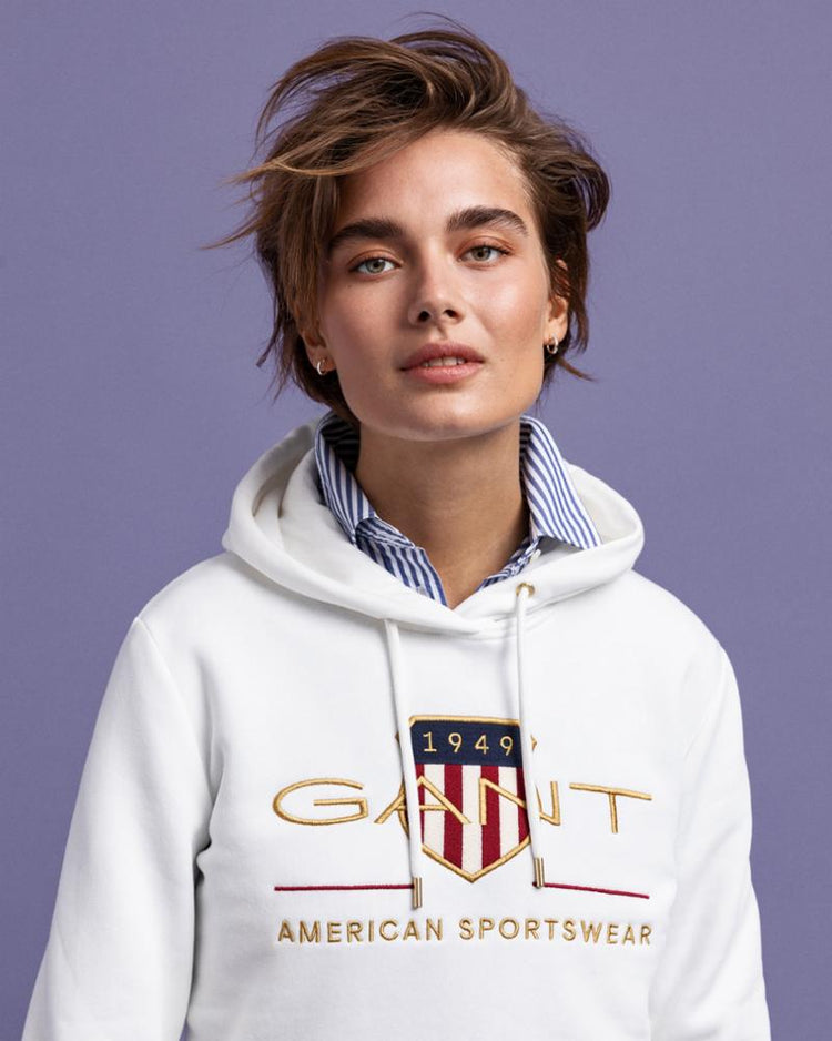 Gant Apparel Womens ARCHIVE SHIELD SWEAT HOODIE 113/EGGSHELL