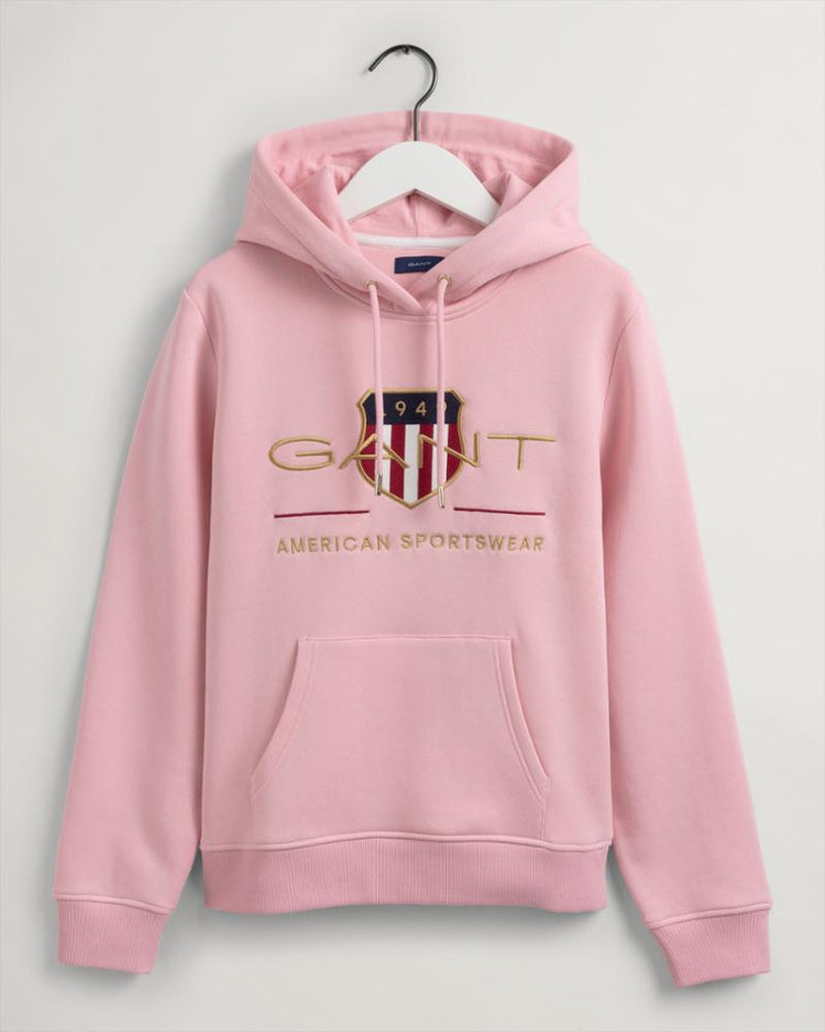 Gant Apparel Womens ARCHIVE SHIELD SWEAT HOODIE 614/PREPPY PINK