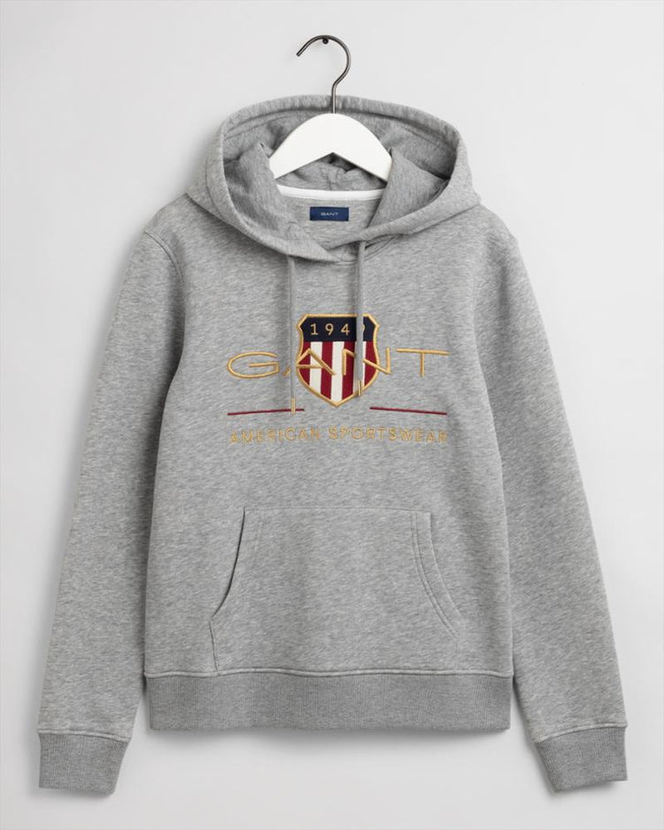 Gant Apparel Womens ARCHIVE SHIELD SWEAT HOODIE 93/GREY MELANGE