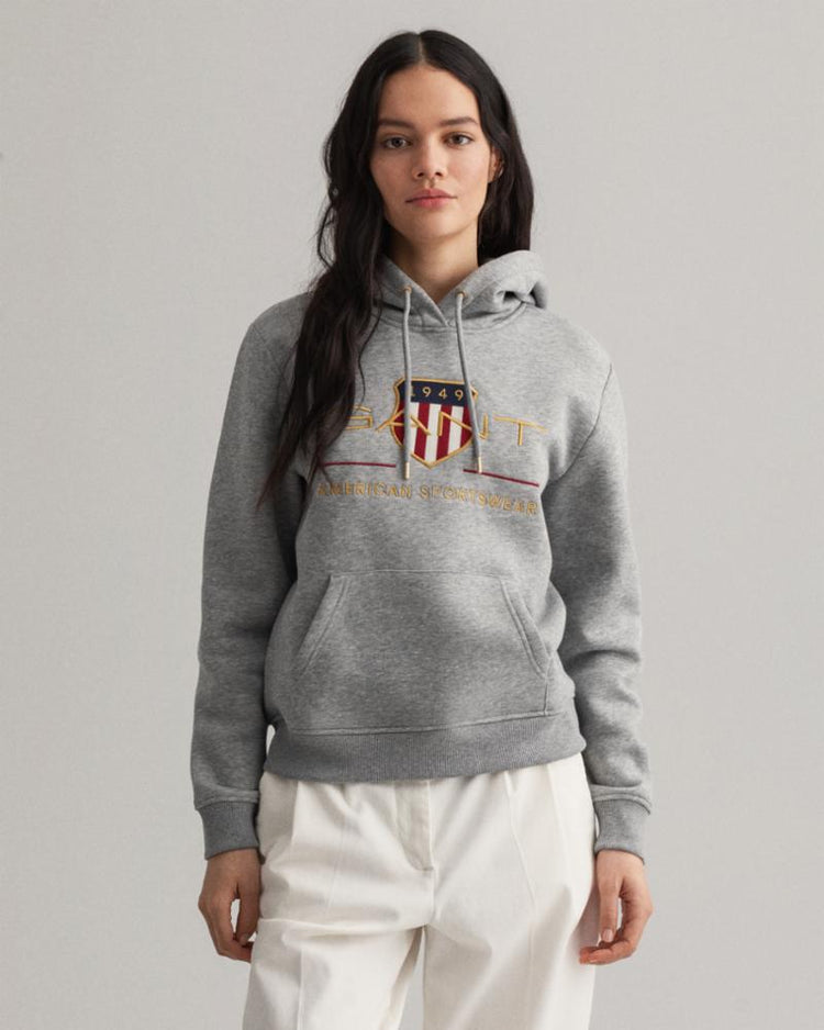 Gant Apparel Womens ARCHIVE SHIELD SWEAT HOODIE 93/GREY MELANGE