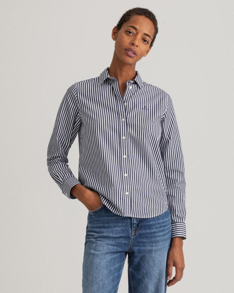 Gant Apparel Womens REG BROADCLOTH STRIPED SHIRT 409/CLASSIC BLUE