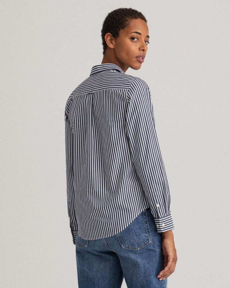 Gant Apparel Womens REG BROADCLOTH STRIPED SHIRT 409/CLASSIC BLUE