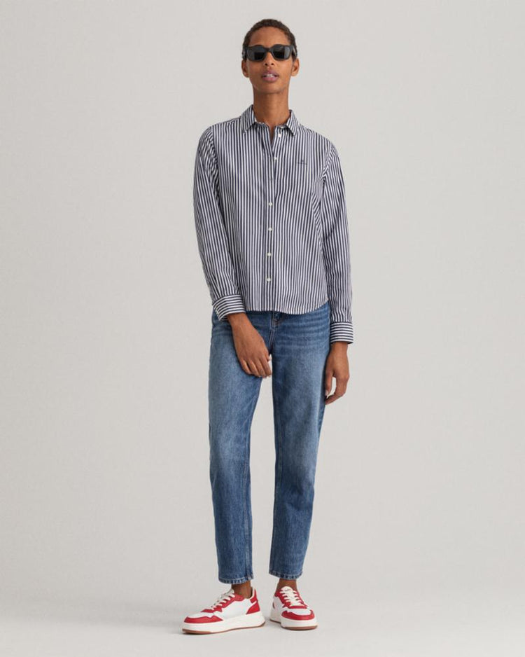 Gant Apparel Womens REG BROADCLOTH STRIPED SHIRT 409/CLASSIC BLUE