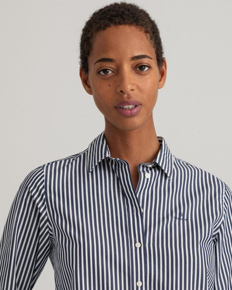 Gant Apparel Womens REG BROADCLOTH STRIPED SHIRT 409/CLASSIC BLUE
