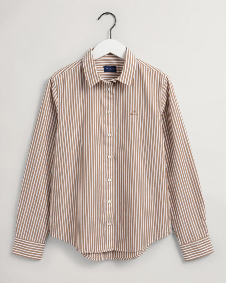 Gant Apparel Womens BROADCLOTH STRIPED SHIRT 213/WARM KHAKI