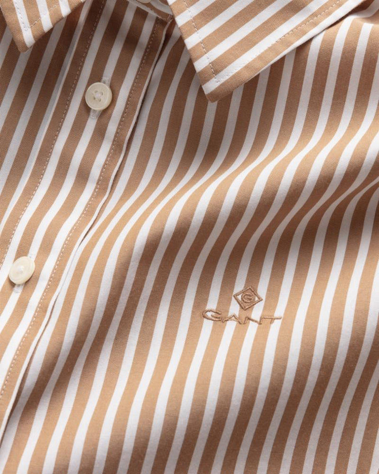 Gant Apparel Womens BROADCLOTH STRIPED SHIRT 213/WARM KHAKI