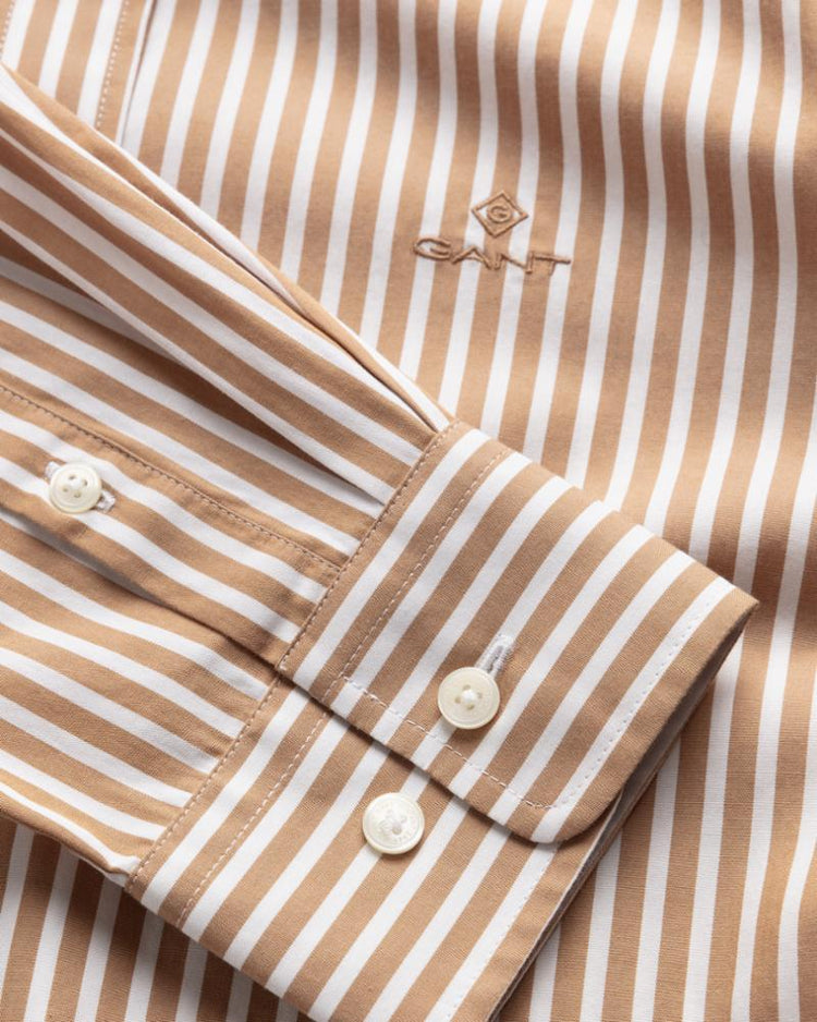 Gant Apparel Womens BROADCLOTH STRIPED SHIRT 213/WARM KHAKI