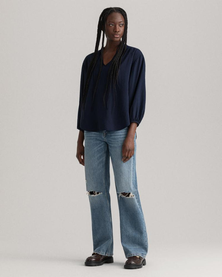 Gant Apparel Womens POP OVER BLOUSE 409/CLASSIC BLUE