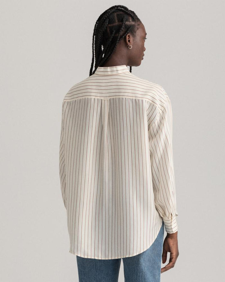 Gant Apparel Womens SILK PINSTRIPE BOW SHIRT 116/BUTTERCREAM