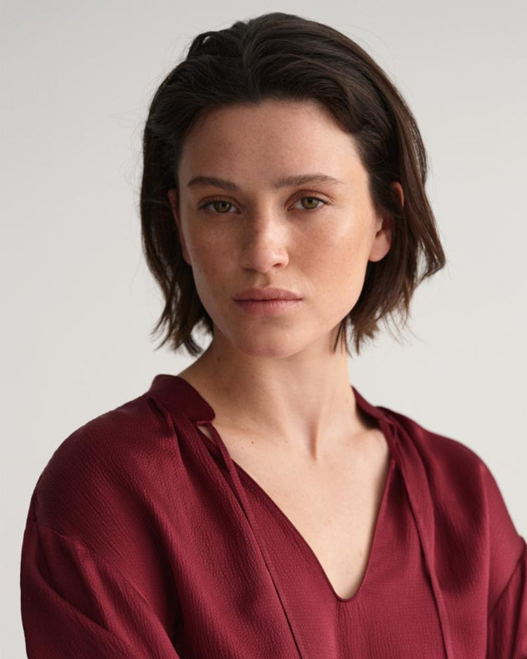 Gant Apparel Womens STAND COLLAR POP OVER BLOUSE 604/PLUMPED RED