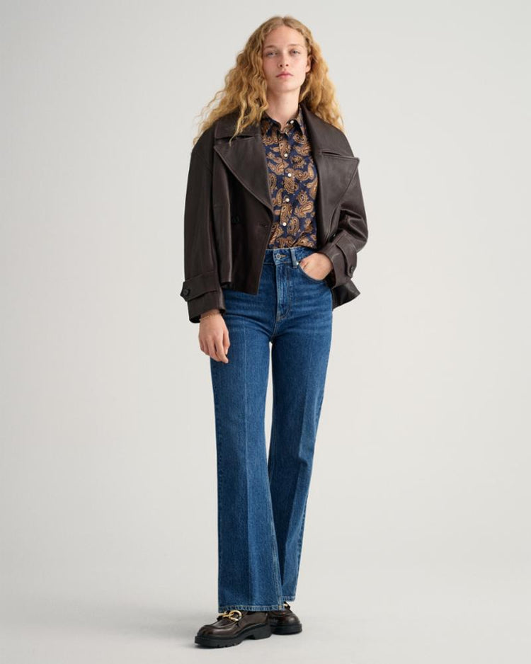 Gant Apparel Womens REG PAISLEY COTTON VOILE SHIRT 433/EVENING BLUE