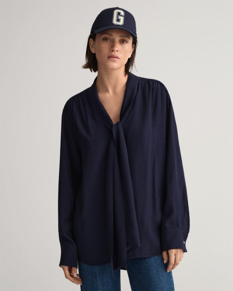 Gant Apparel Womens BOW BLOUSE 433/EVENING BLUE