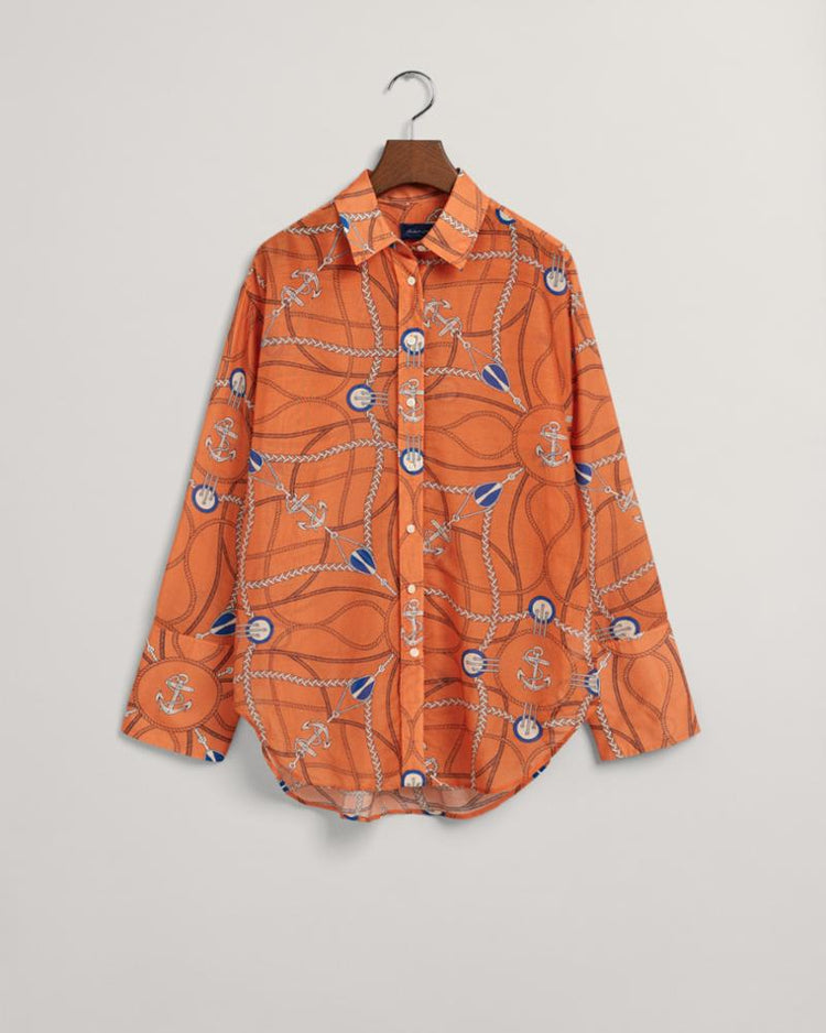 Gant Apparel Womens D2. REL SAILING PRINT COT SILK 834/APRICOT ORANGE