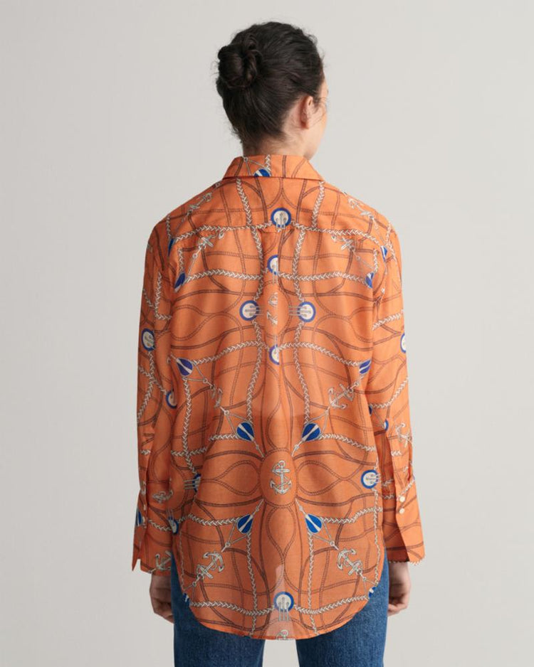 Gant Apparel Womens D2. REL SAILING PRINT COT SILK 834/APRICOT ORANGE