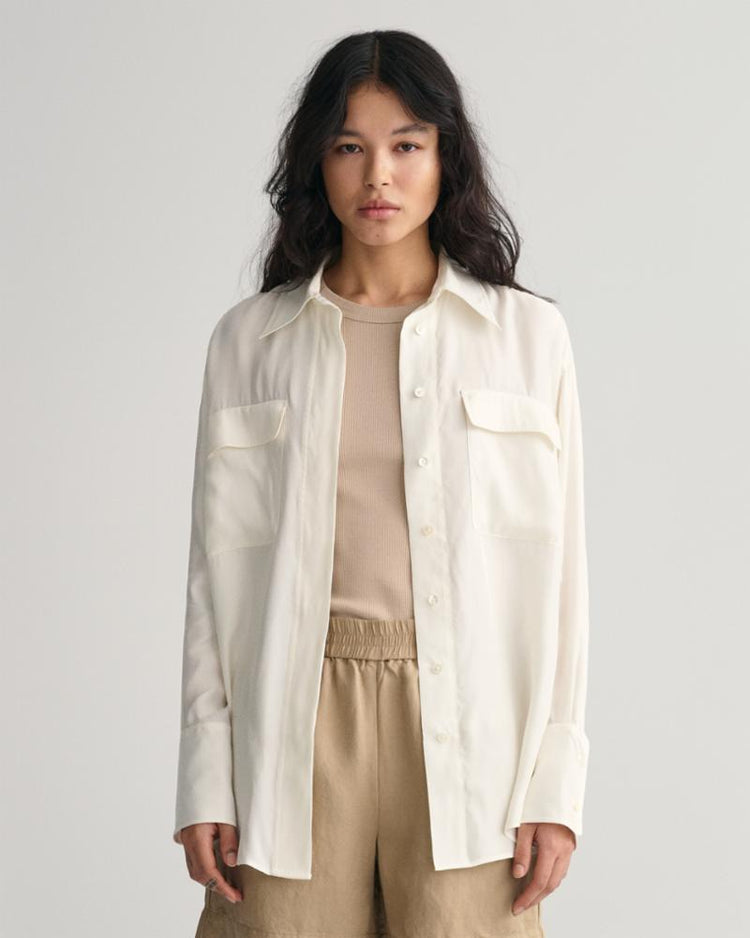 Gant Apparel Womens RELAXED FLAP POCKET SHIRT 113/EGGSHELL