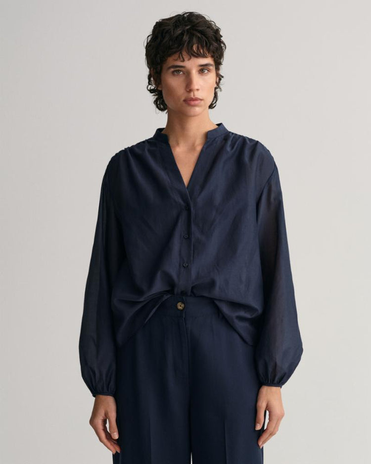 Gant Apparel Womens REL COTTON SILK BLOUSE 433/EVENING BLUE