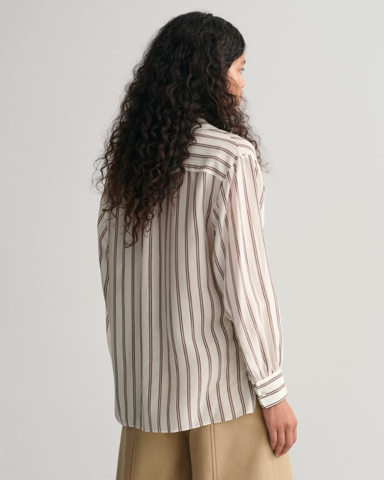 Gant Apparel Womens REL V-NECK STRIPE BLOUSE 113/EGGSHELL