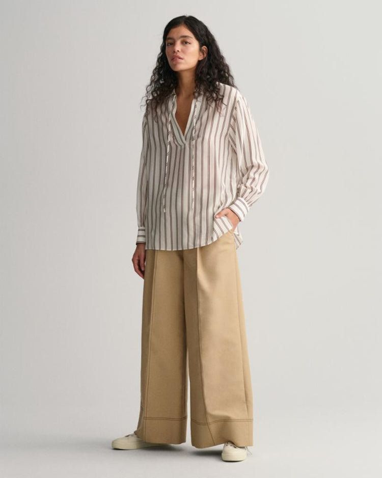 Gant Apparel Womens REL V-NECK STRIPE BLOUSE 113/EGGSHELL