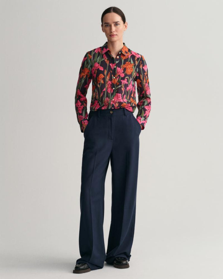 Gant Apparel Womens REG IRIS PRINT COT SILK SHIRT 433/EVENING BLUE