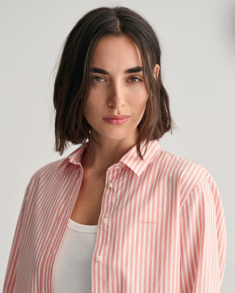 Gant Apparel Womens REG POPLIN STRIPED SHIRT 624/PEACHY PINK