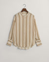 Gant Apparel Womens RELAXED STRIPE STAND COLLAR SHIRT 302/WARM SURPLUS GREEN