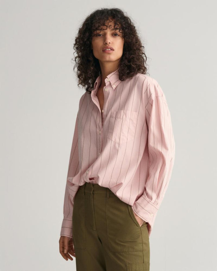 Gant Apparel Womens OS LUXURY OXFORD BD STRIPE SHIRT 670/FADED PINK