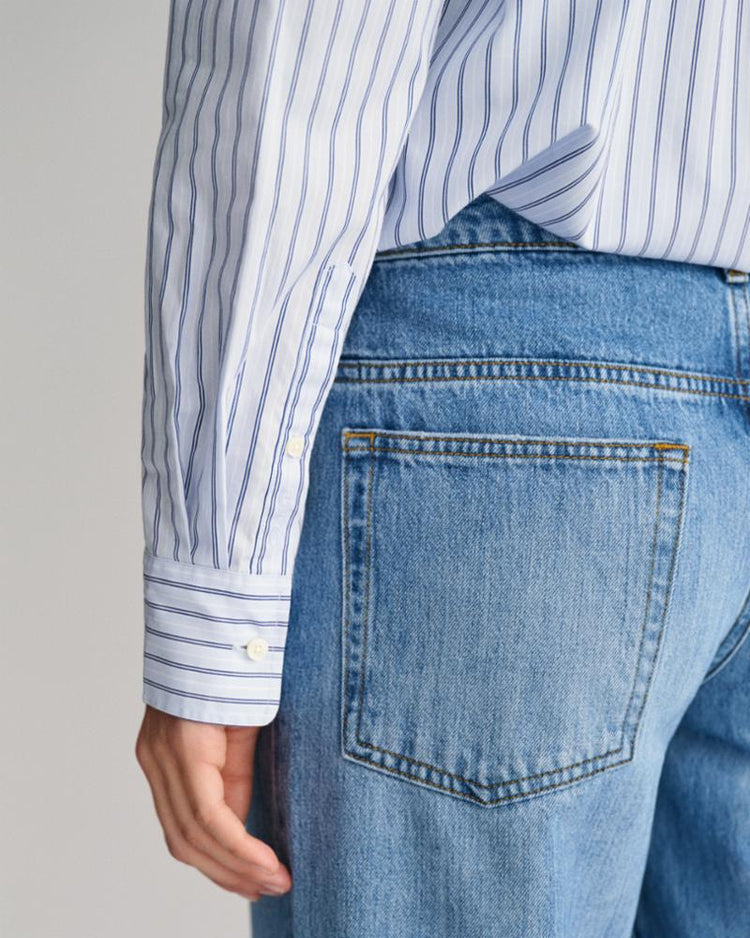 Gant Apparel Womens REL STRIPED POPLIN SHIRT 436/COLLEGE BLUE