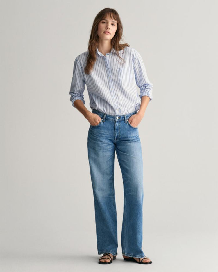 Gant Apparel Womens REL STRIPED POPLIN SHIRT 436/COLLEGE BLUE