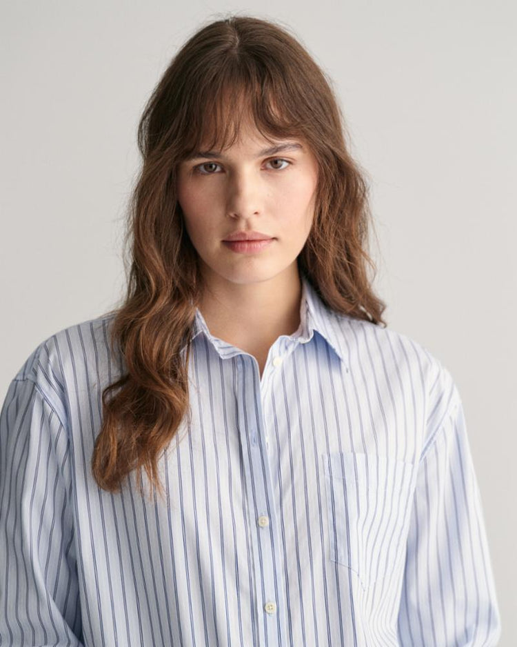 Gant Apparel Womens REL STRIPED POPLIN SHIRT 436/COLLEGE BLUE