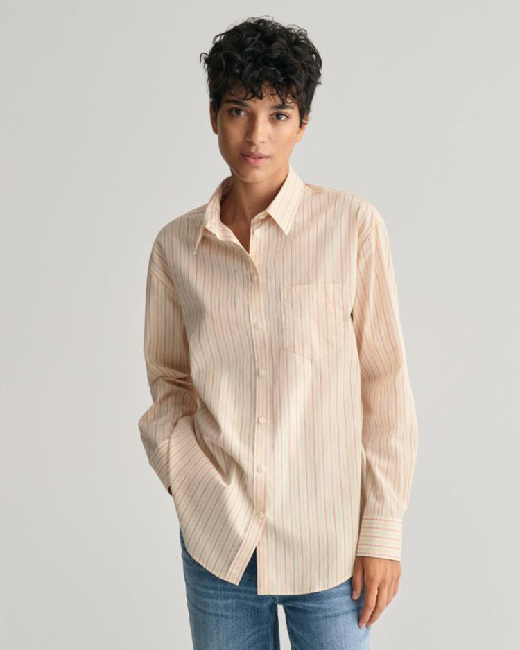 Gant Apparel Womens REL STRIPED POPLIN SHIRT 624/PEACHY PINK