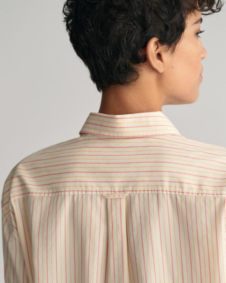 Gant Apparel Womens REL STRIPED POPLIN SHIRT 624/PEACHY PINK