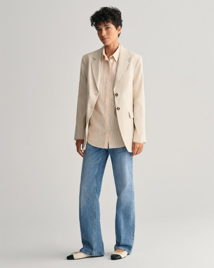 Gant Apparel Womens REL STRIPED POPLIN SHIRT 624/PEACHY PINK