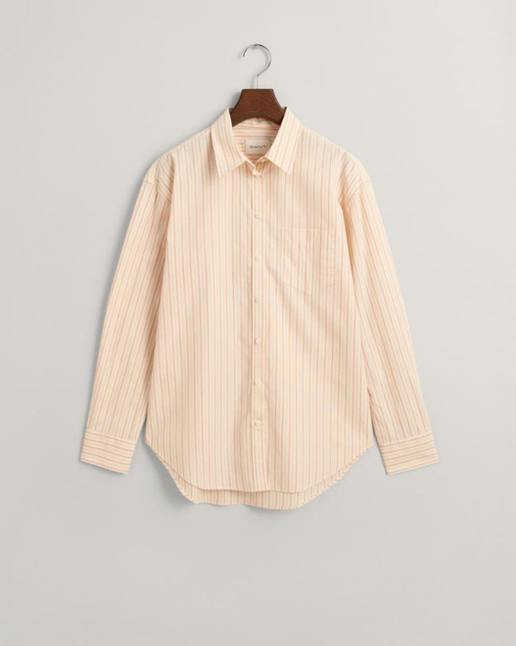 Gant Apparel Womens REL STRIPED POPLIN SHIRT 624/PEACHY PINK