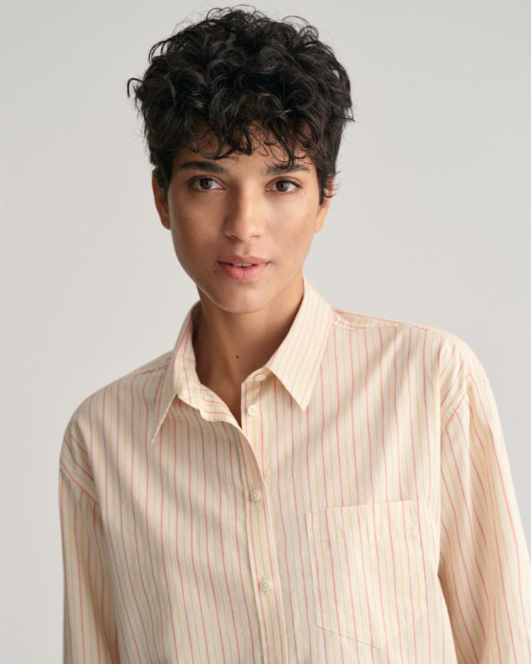 Gant Apparel Womens REL STRIPED POPLIN SHIRT 624/PEACHY PINK