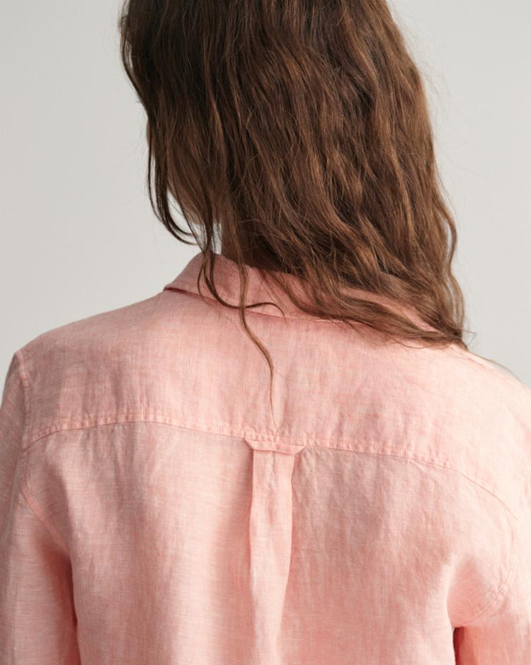 Gant Apparel Womens REG LINEN CHAMBRAY SHIRT 624/PEACHY PINK