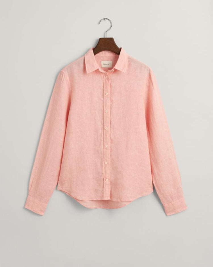 Gant Apparel Womens REG LINEN CHAMBRAY SHIRT 624/PEACHY PINK