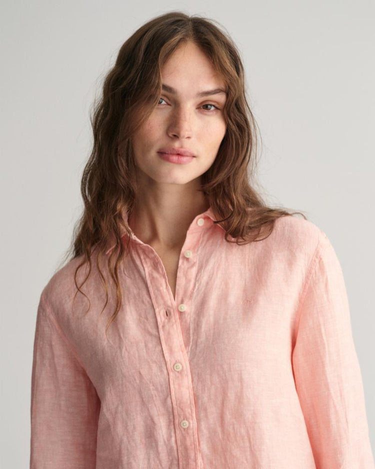 Gant Apparel Womens REG LINEN CHAMBRAY SHIRT 624/PEACHY PINK